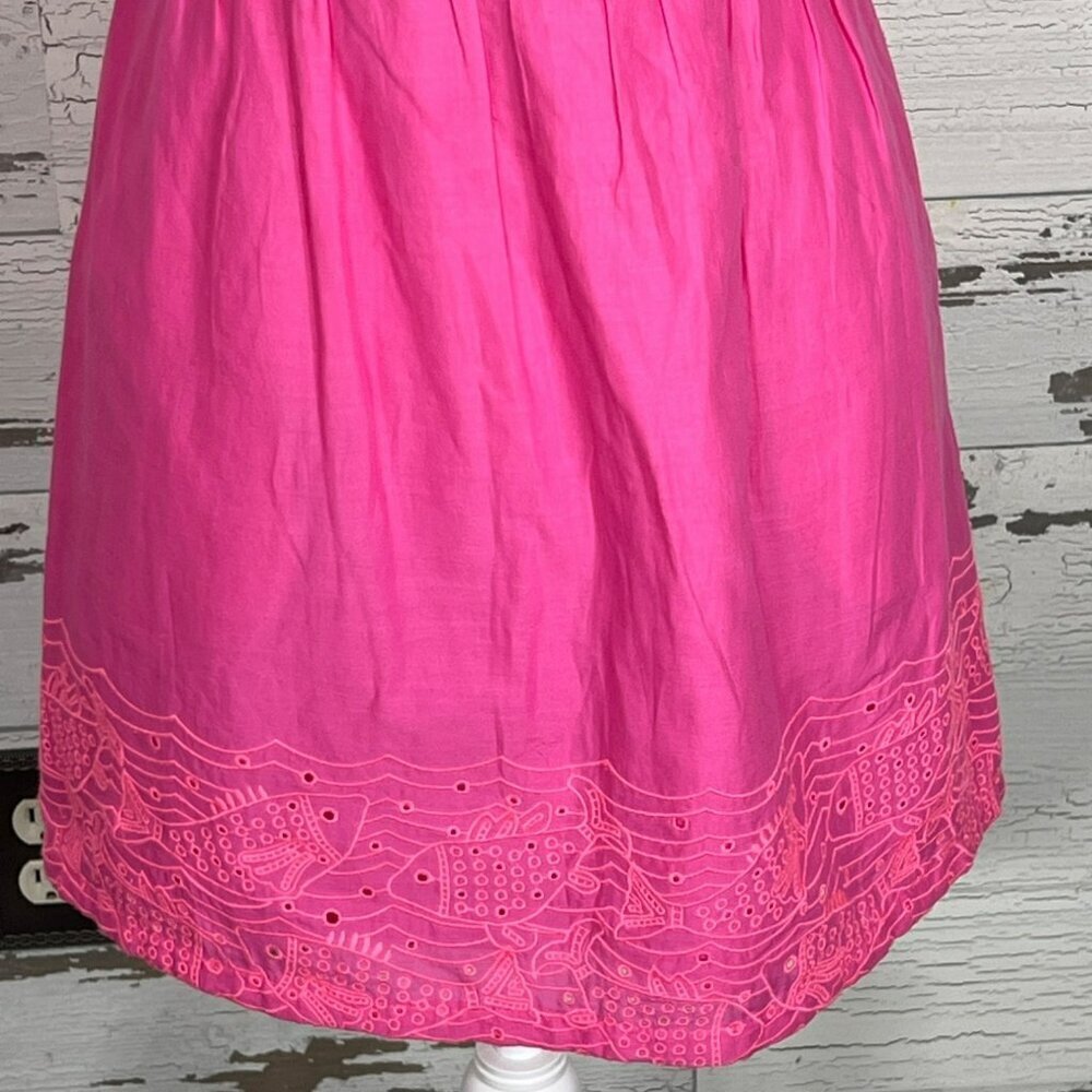 VINEYARD VINES Embroidered Eyelet Fish Strapless Dress Pink Sz 6 EUC - Picture 4 of 7